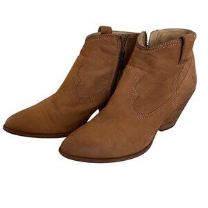 Frye Womens Boots Size 8.5 Tan Reina Ankle Block Heel Western Leather